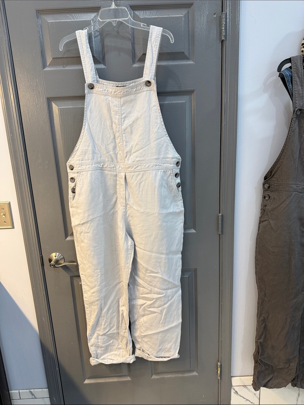 Classic size Large JJill Linen Overalls/bibs - light gray